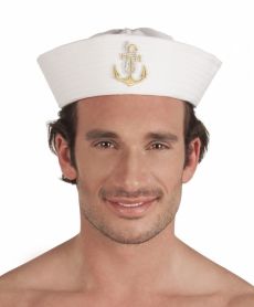 Chapeau marin avec ancre dorée adulte accessoire