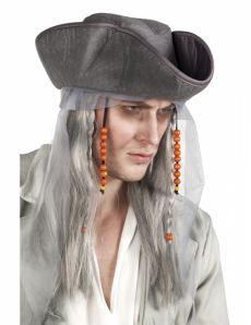 Perruque et chapeau pirate gris homme accessoire