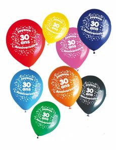 Sachet 8 ballons 30 ans accessoire