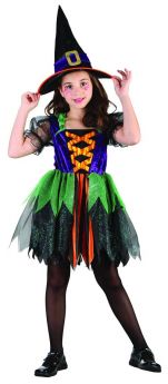 Déguisement sorcière multicolore fille costume