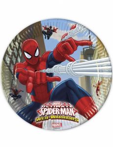8 Assiettes En Carton Spiderman Web-Warriors accessoire