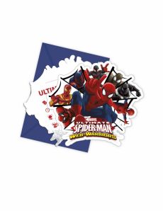 6 Cartes d'invitation avec enveloppes Spiderman Web-Warriors accessoire