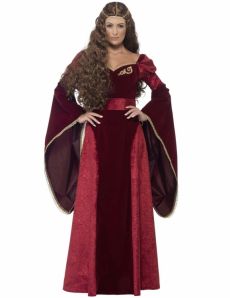 Déguisement reine médiévale rouge femme 