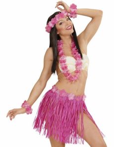 Kit hawaïen rose adulte costume