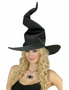 Chapeau sorcière noir tordu femme Halloween accessoire