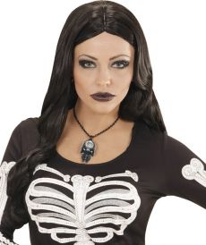 Collier crâne et pierre de cristal femme Halloween accessoire