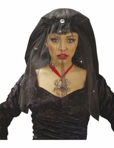 Voile veuve noire avec airaignées femme Halloween accessoire