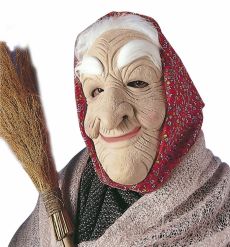 Masque vieille sorcière avec cheveux et foulard femme accessoire