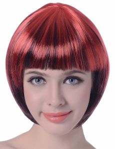 Perruque courte rouge et noir femme accessoire