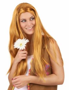 Perruque longue hippie rousse femme accessoire