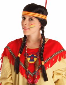 Perruque Indienne avec plume femme accessoire