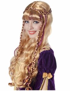 Perruque blonde médiévale femme accessoire