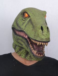 Masque latex dinosaure vert adulte accessoire