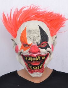 Masque latex clown de l'enfer adulte Halloween accessoire