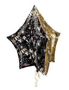 Ballon aluminium étoile noire et or accessoire