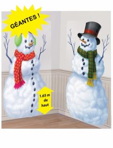 2 Décoration murales en plastique Bonhommes de neige accessoire