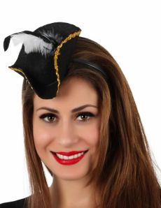 Serre-tête mini chapeau pirate noir accessoire