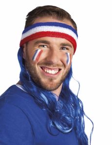 Bandeau mulet avec cheveux bleus supporter France adulte accessoire