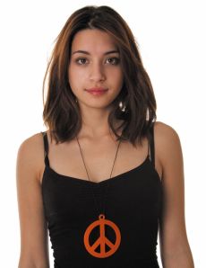 Collier pendentif peace orange fluo adulte accessoire