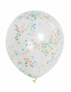 6 Ballons en latex transparents avec confettis colorés 30 cm accessoire
