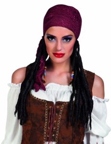Perruque pirate avec bandana bordeaux femme accessoire