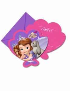6 Cartes d'invitation avec enveloppes Princesse Sofia accessoire