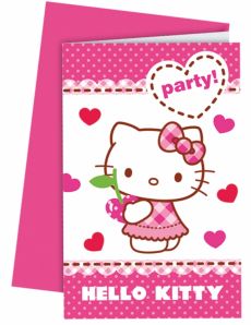 6 Cartes d'invitation avec enveloppes Hello Kitty accessoire
