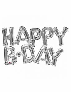Ballon aluminium lettres Happy Birthday argent 76 cm accessoire