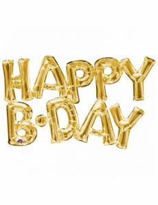 Ballon aluminium lettres Happy Birthday doré accessoire