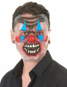 Masque transparent clown effrayant bicolore adulte accessoire