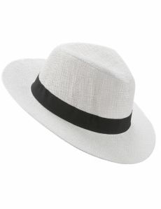 Chapeau Panama blanc avec bande noire adulte accessoire