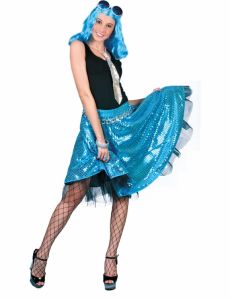 Jupe disco bleue à sequins femme accessoire