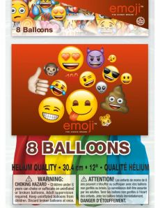 8 Ballons latex imprimés Emoji accessoire