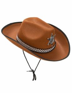 Chapeau sherif marron clair adulte accessoire
