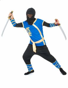 Déguisement ninja bleu et or garçon 