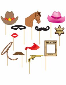 Kit photobooth Cowboy 12 pièces accessoire