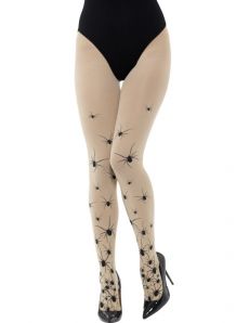 Collants chair avec araignées noires femme Halloween accessoire