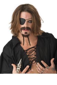 Kit de moustaches pirate brun adulte accessoire
