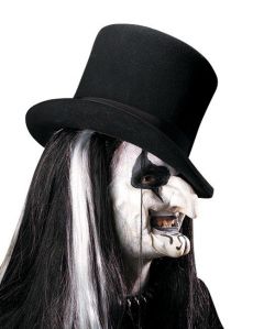 Masque prothèse visage Arlequin maléfique en latex noir et blanc accessoire