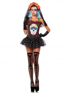 Corset squelette coloré femme Dia de los muertos Halloween costume