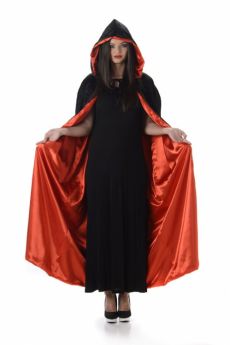 Cape à capuche rouge et noire Halloween adulte accessoire