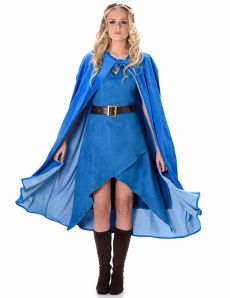 Déguisement guerrière médiévale bleu femme 
