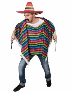Poncho de Mexicain multicolore à franges adulte costume