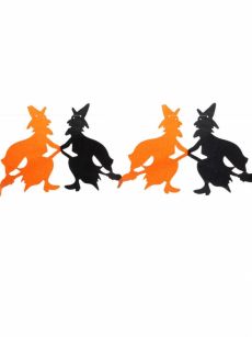 Guirlande en papier sorcière orange et noire Halloween 240 cm accessoire