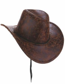 Chapeau de cowboy marron imitation cuir adulte accessoire