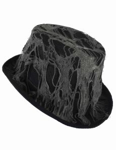 Chapeau haut de forme noir toile d'araignée adulte accessoire