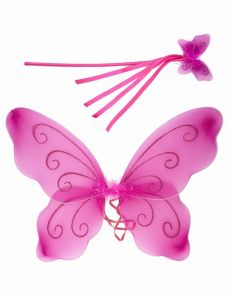 Ailes papillon roses et baguette magique assortie enfant accessoire