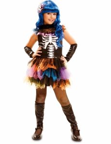 Déguisement squelette arc-en-ciel fille Halloween costume