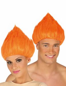 Perruque troll orange adulte accessoire