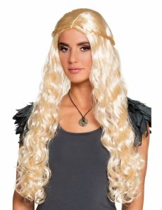 Perruque longue blonde avec petites tresses femme accessoire